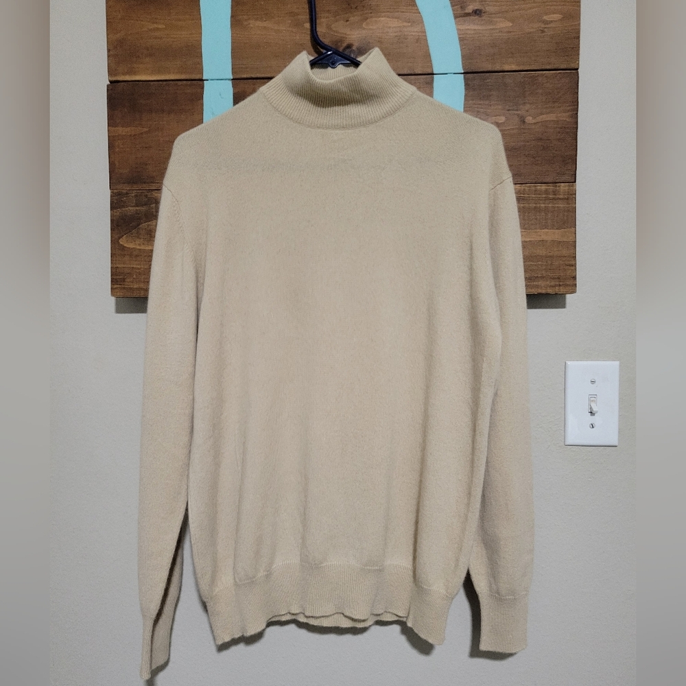 Neiman Marcus Mocha Latte Cashmere Turtleneck Sweater Size XL